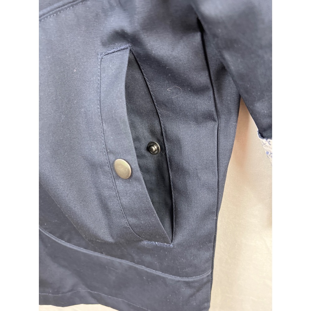 Blair Rain Jacket Women Large Navy Blue Floral Lined Zip Front Hidden Hood - Picture 10 of 15